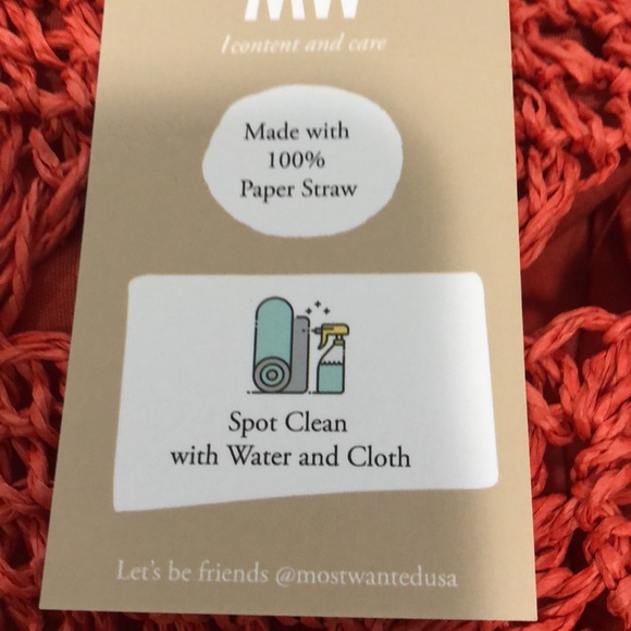 Most Wanted USA woven crotchet tote sea grass fringe Red - Picture 8 of 10